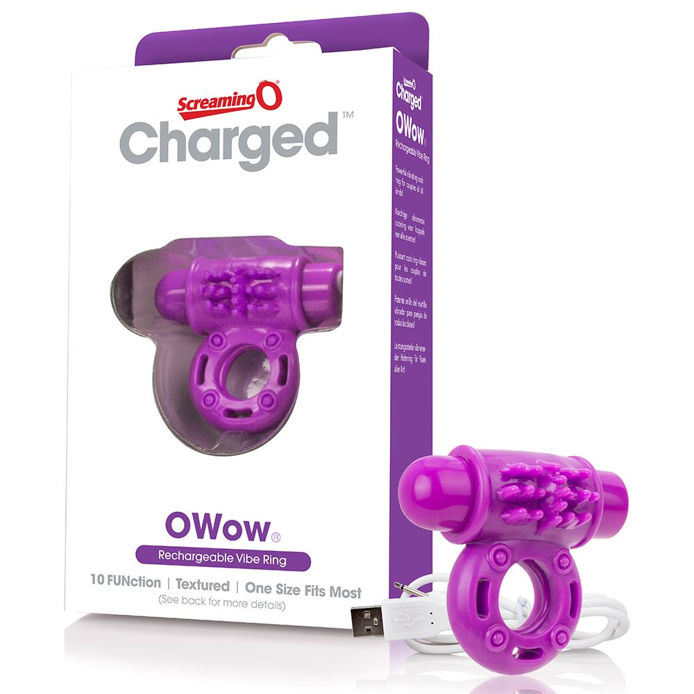 Adult Product 18+ - Screaming O Charged OWow Vibrating Cock Ring - Purple - Screaming O - Screaming O - KS Store