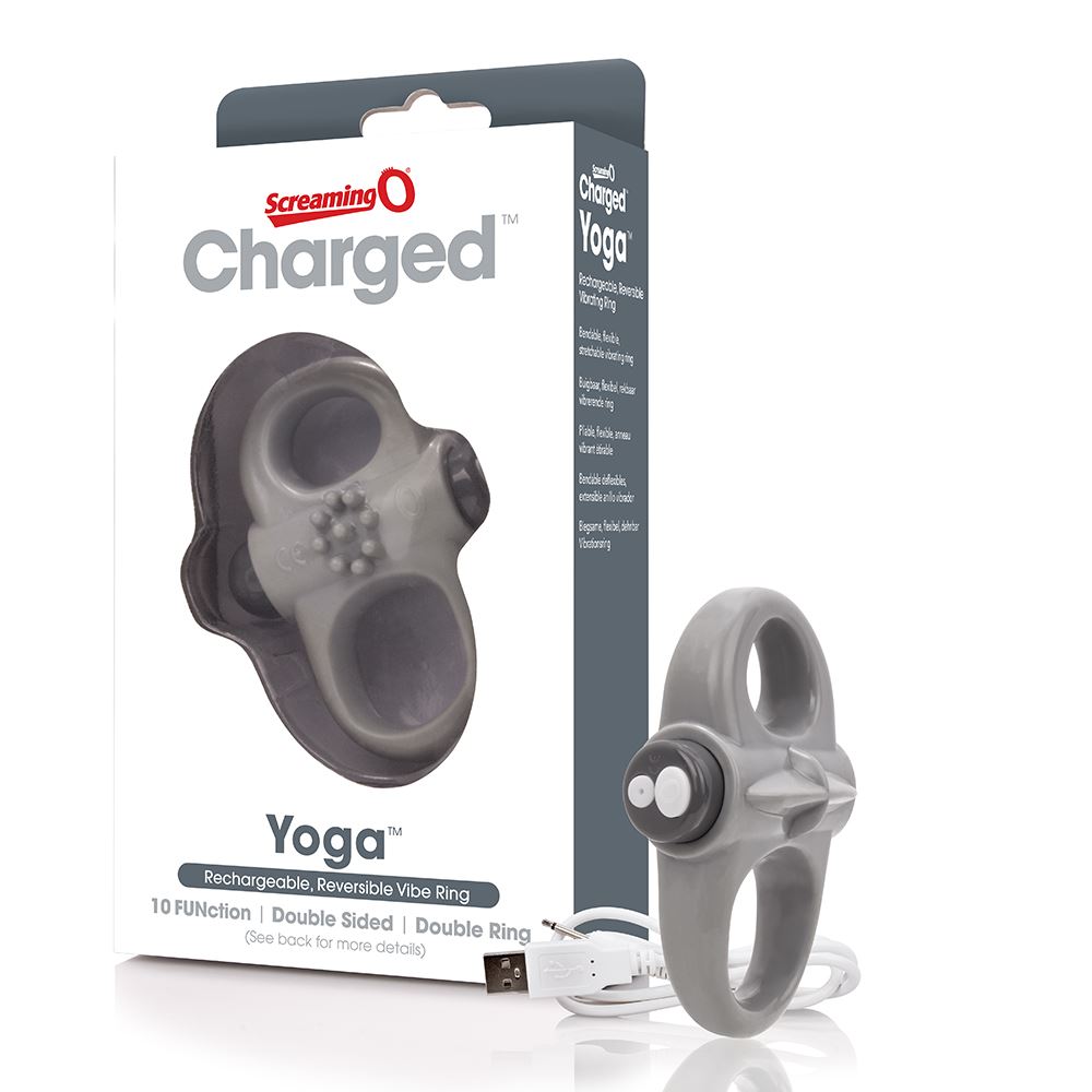 Adult Product 18+ - Screaming O Charged Yoga Vibrating Cock Ring - Grey - Screaming O - Screaming O - KS Store