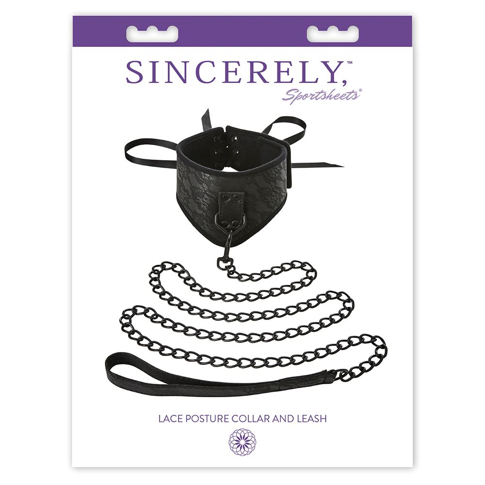 Adult Product 18+ - Sincerely Lace Posture Collar & Leash - Sportsheets - Restraints - KS Store