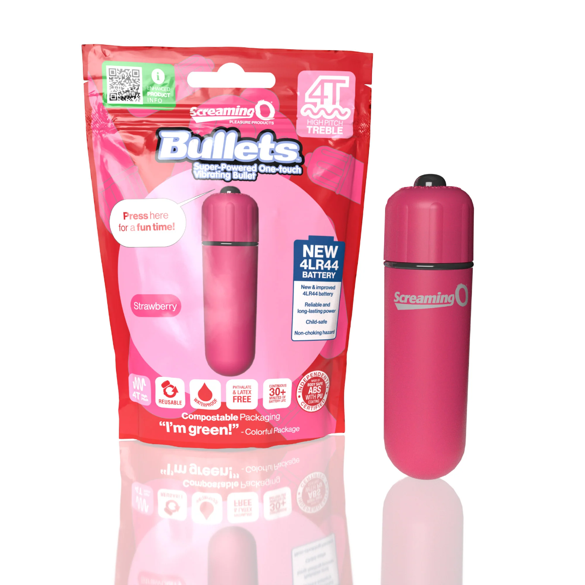 Adult Product 18+ - Screaming O 4T Bullet - Strawberry - Screaming O - Screaming O - KS Store