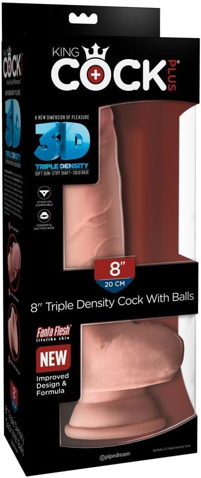 Pipedream - King Cock Plus  - 8" Triple Density Fat Cock with Balls - Light