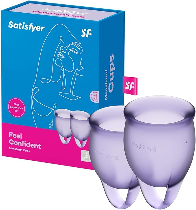 Adult Product 18+ - Satisfyer Feel Confident Menstrual Cup Set of 2 (Purple/Mauve) - Satisfyer - Toys - KS Store