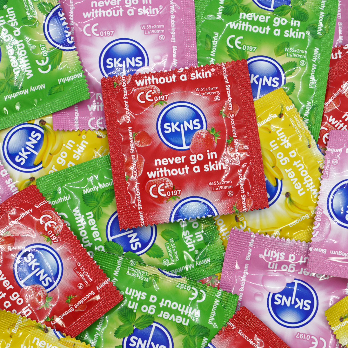 Adult Product 18+ - Skins Condoms Flavours Assorted FOIL (BAG 500) - Skins - Skins Condoms - KS Store