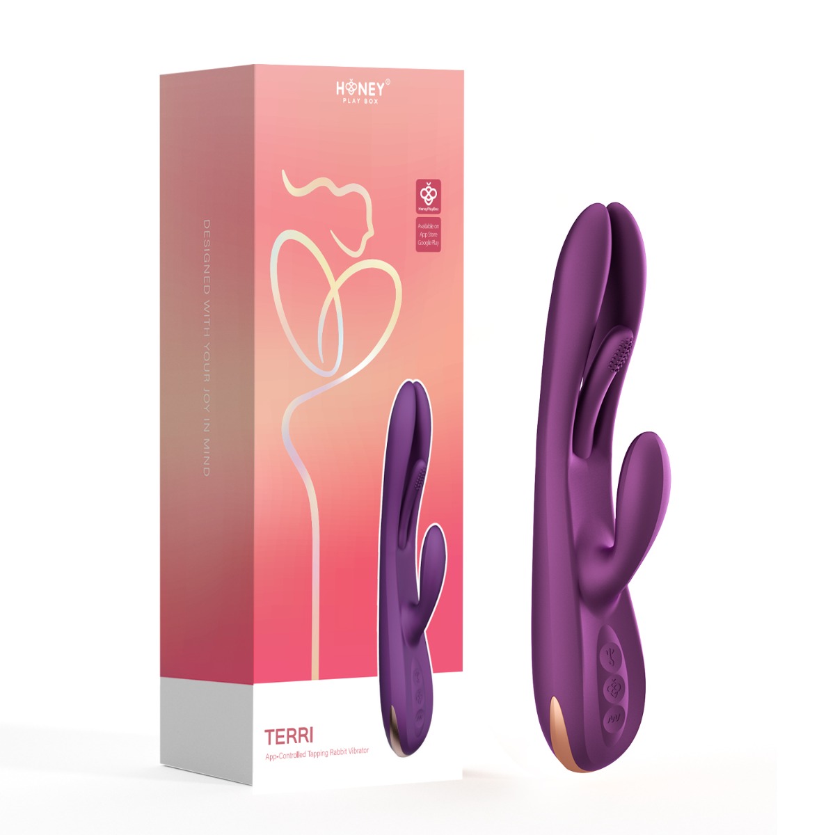Adult Product 18+ - Honey Play Box - Terri - Kinky Finger Tapping Rabbit Vibrator (App Controlled) - Honey Play Box - Honey Play Box - KS Store