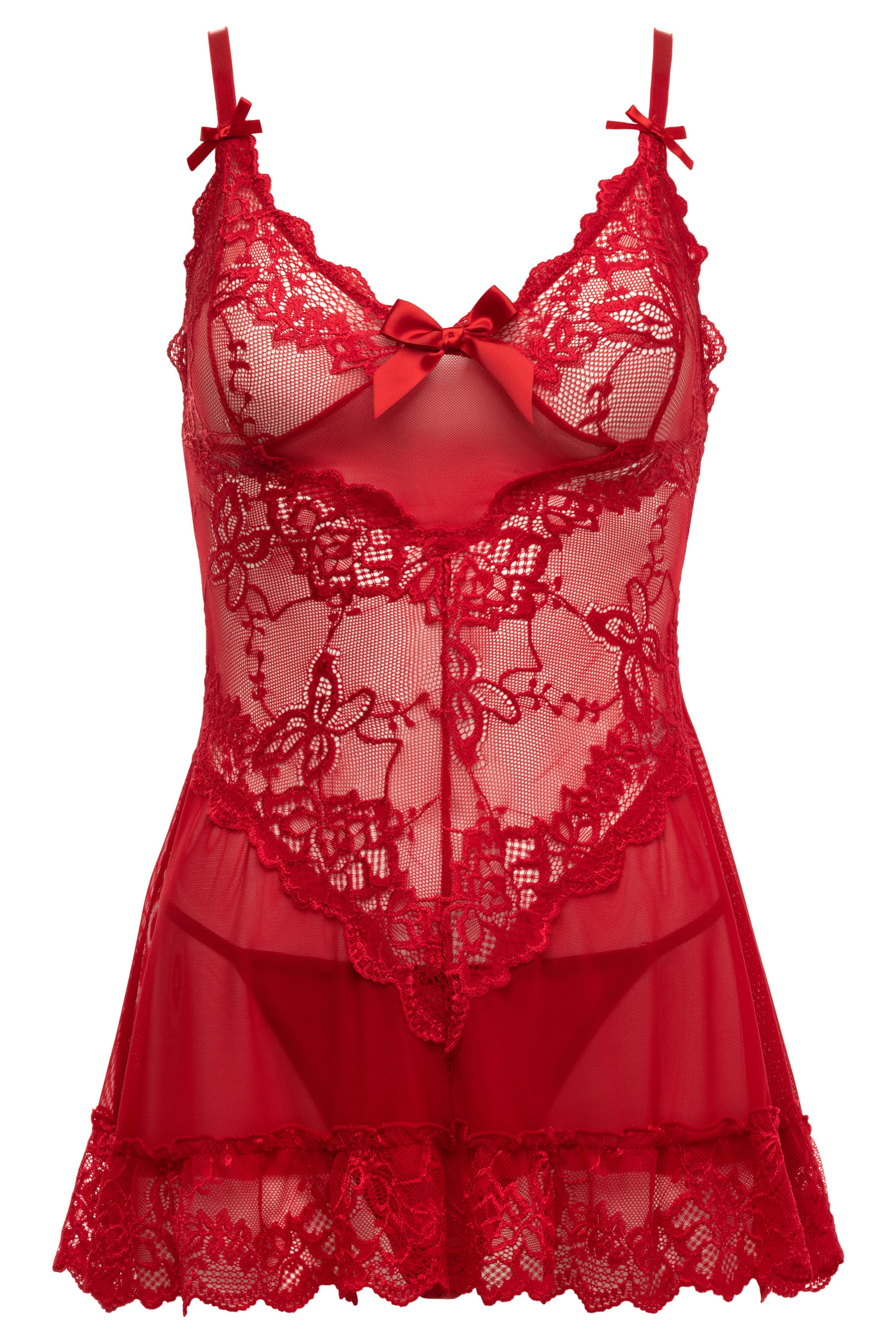 Adult Product 18+ - Oh La La Cheri - Valentine Babydoll Plus - 3X/4X - Red - Oh La La Cheri - Oh La La Cheri - KS Store