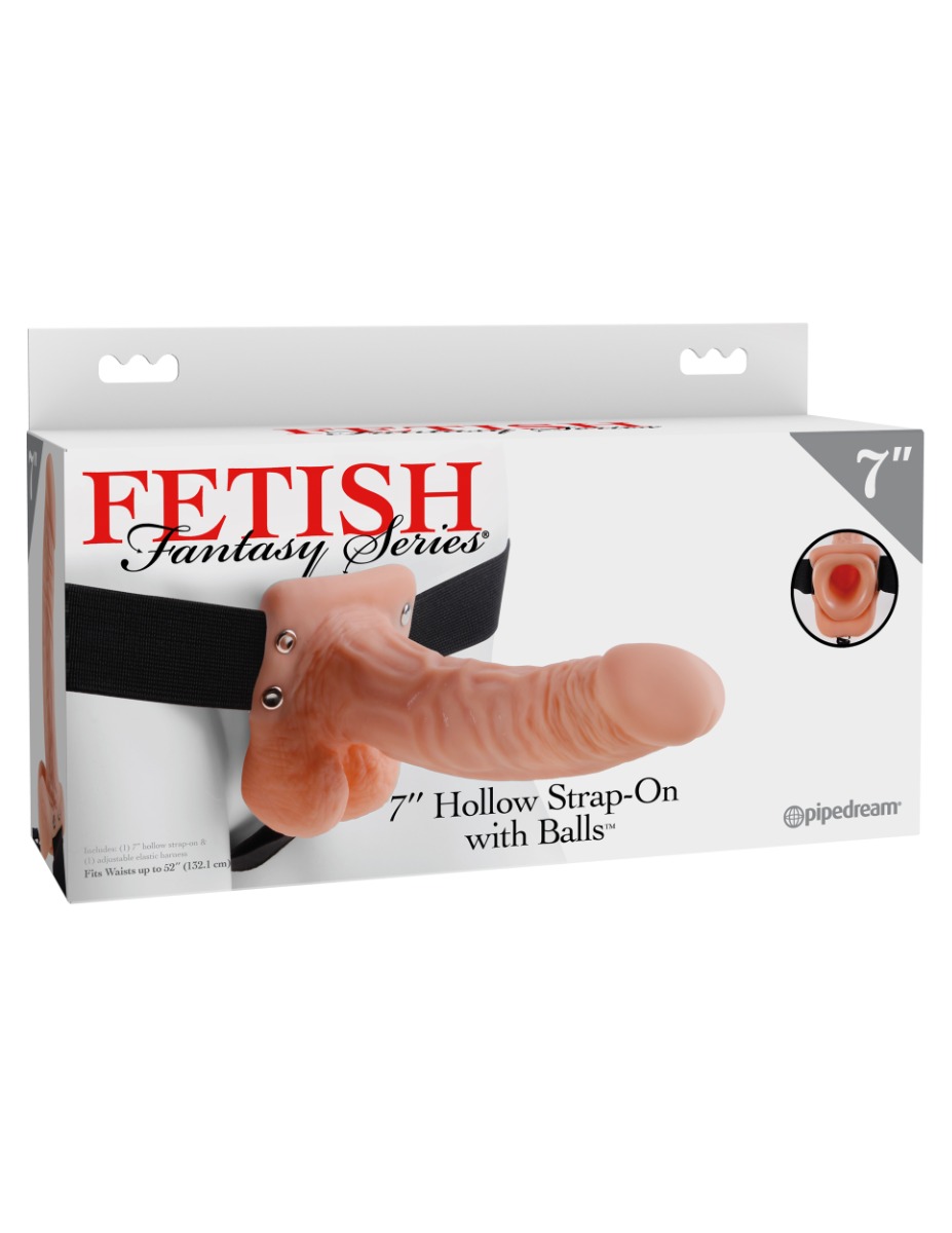 Adult Product 18+ - Pipedream - Fetish Fantasy Series - 7" Hollow Strap-On with Balls - Light/Black - Pipedream - Fetish Fantasy Series - KS Store