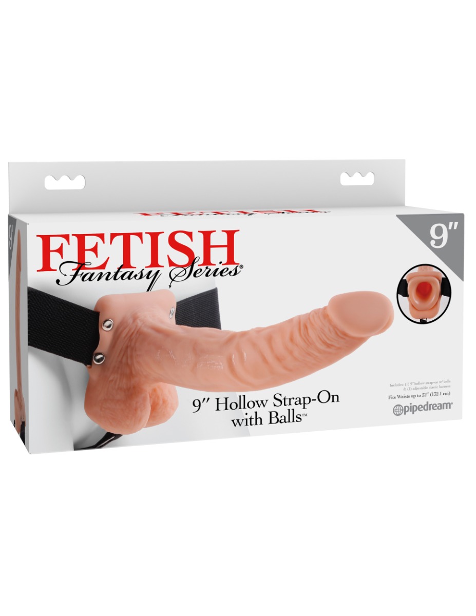 Adult Product 18+ - Pipedream - Fetish Fantasy Series - 9" Hollow Strap-On with Balls - Light/Black - Pipedream - Fetish Fantasy Series - KS Store