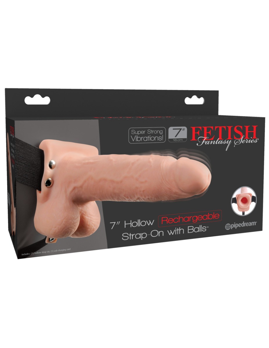 Adult Product 18+ - Pipedream - Fetish Fantasy Series - 7" Hollow Strap-On - Light/Black - Pipedream - Fetish Fantasy Series - KS Store