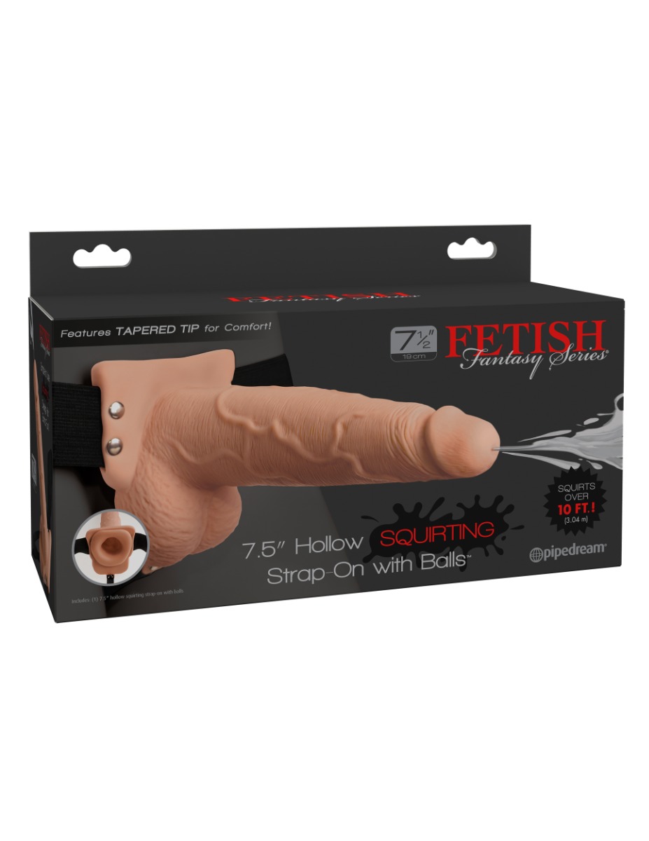 Adult Product 18+ - Pipedream - Fetish Fantasy Series - 7" Squirting Hollow Strap-on - Light/Black - Pipedream - Fetish Fantasy Series - KS Store