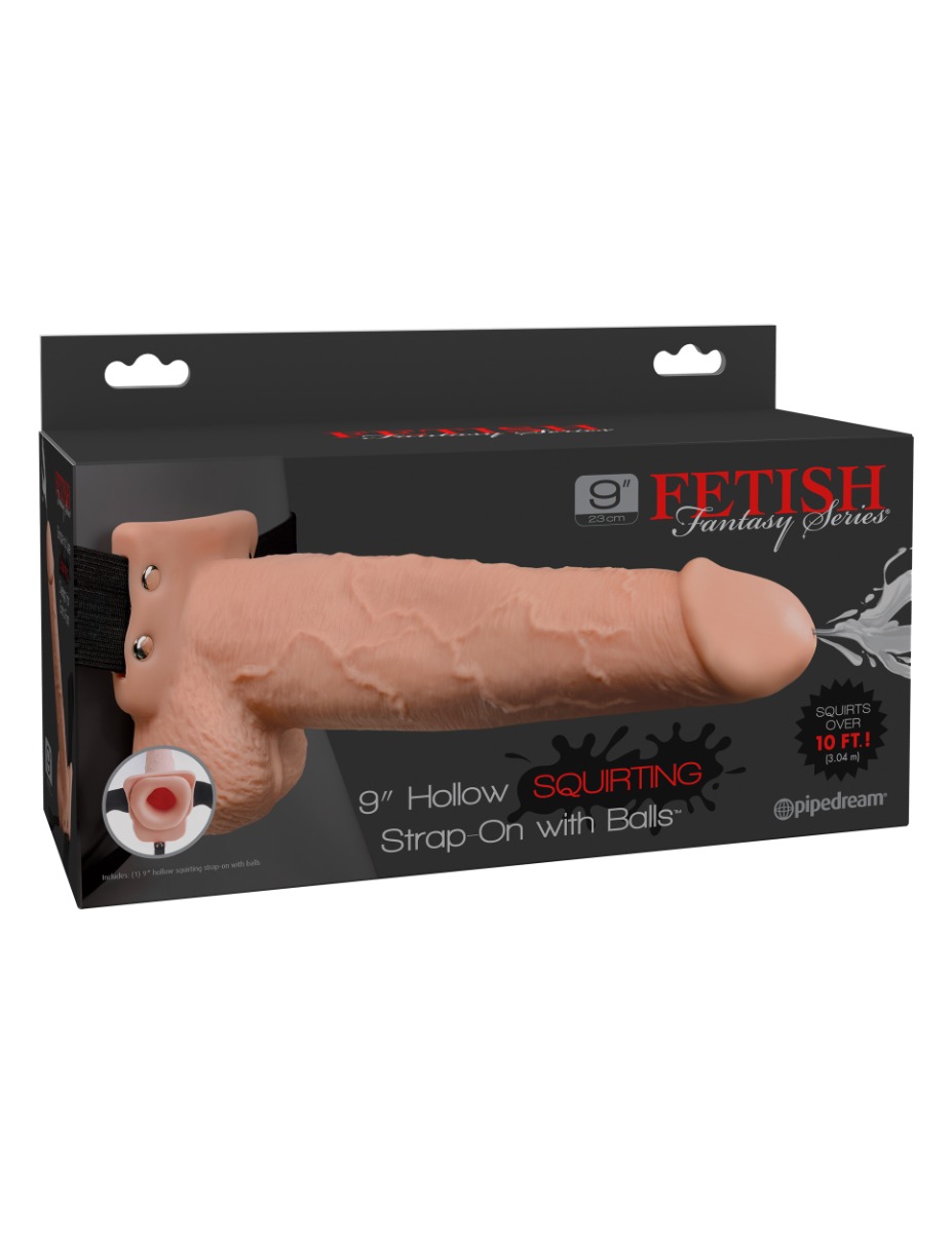 Adult Product 18+ - Pipedream - Fetish Fantasy Series - 9" Squirting Hollow Strap-on - Light/Black - Pipedream - Fetish Fantasy Series - KS Store