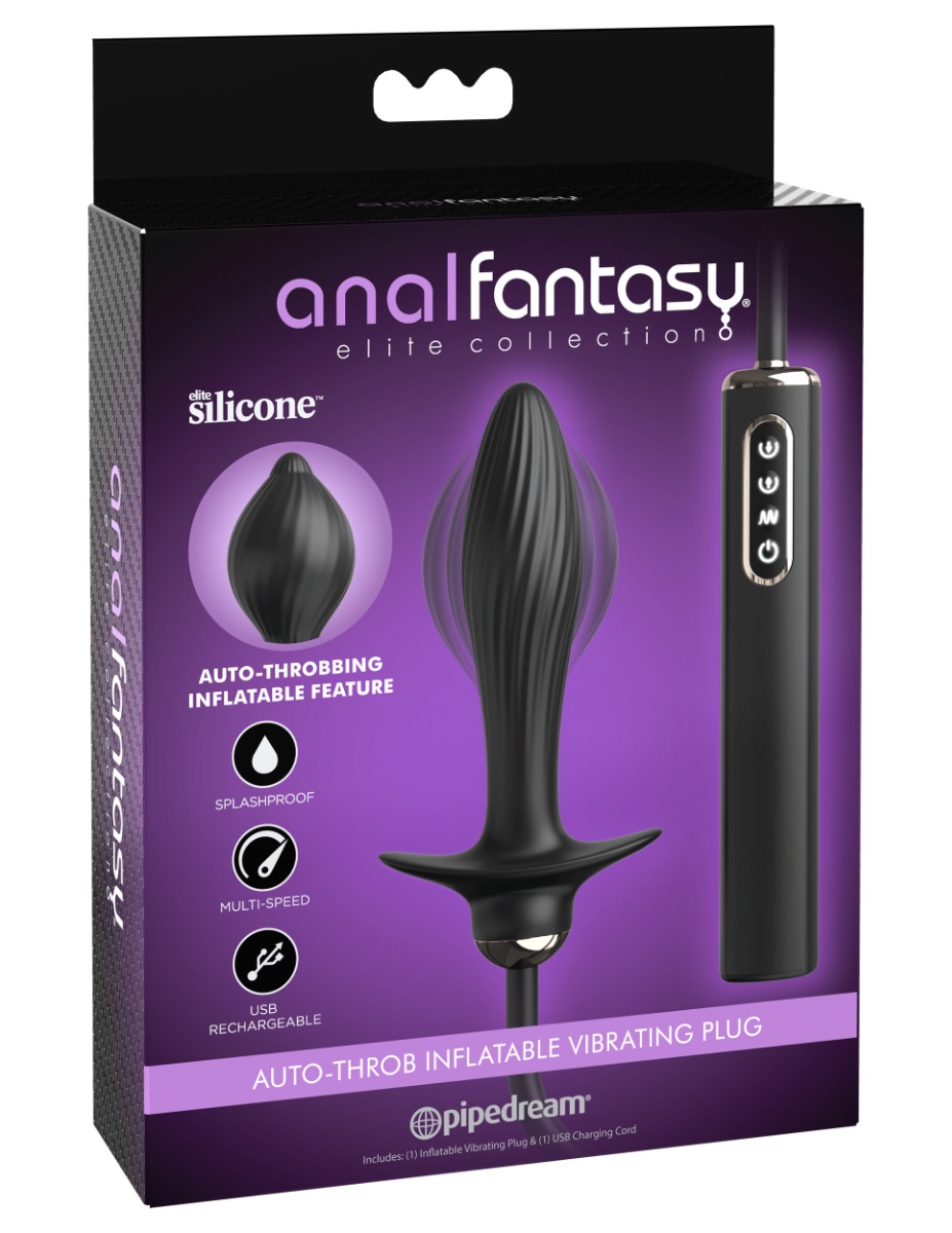 Adult Product 18+ - Pipedream - Anal Fantasy Elite - Auto-Throb Inflatable Vibrating Plug - Black - Pipedream - Anal Fantasy Elite - KS Store