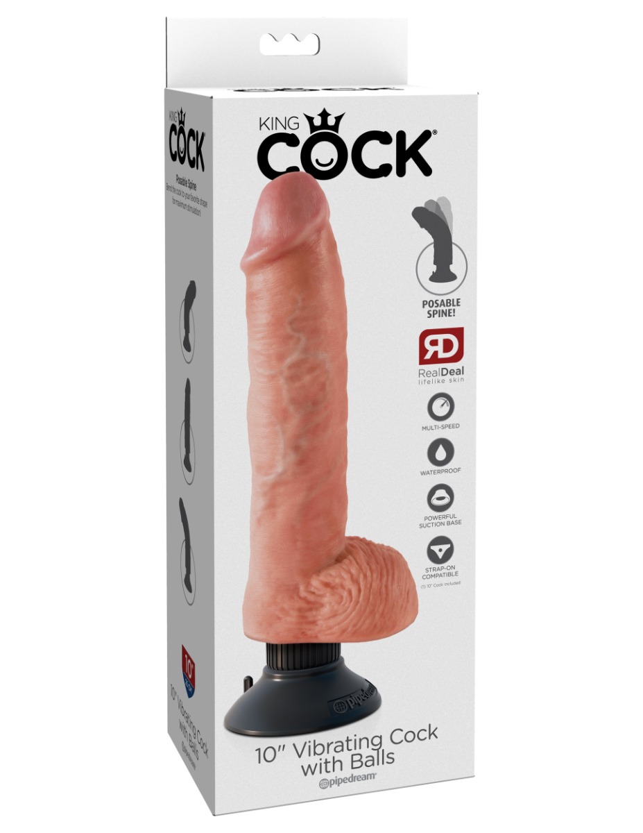 Adult Product 18+ - Pipedream - King Cock - 10" Vibrating Cock with Balls - Light - Pipedream - Pipedream - KS Store