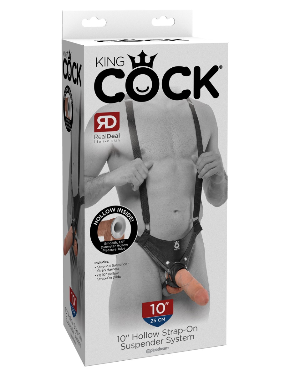 Adult Product 18+ - Pipedream - King Cock - 10" Hollow Strap On Suspender System - Light/Black - Pipedream - Pipedream - KS Store