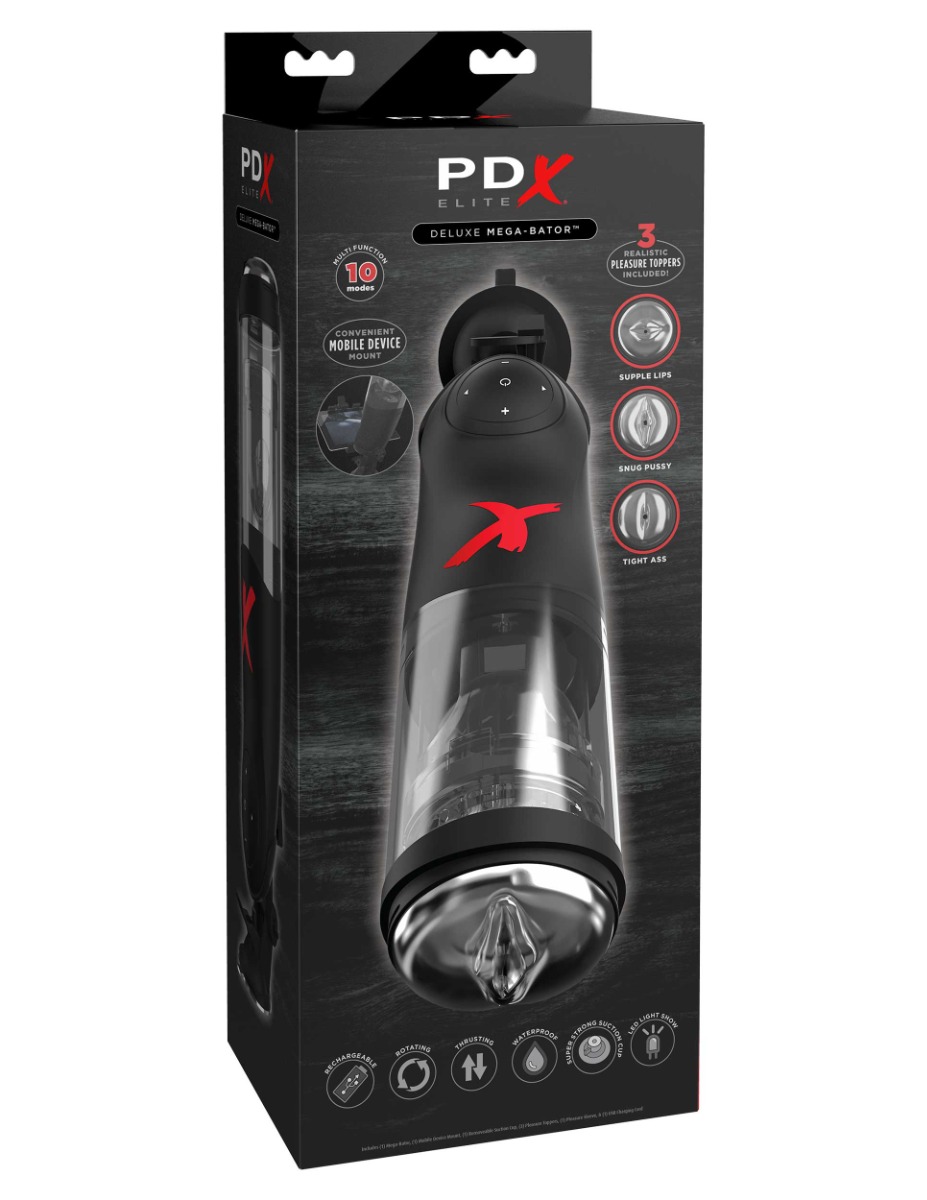 Adult Product 18+ - Pipedream - PDX Elite - Deluxe Mega-Bator - Clear/Black - Pipedream - PDX Elite - KS Store