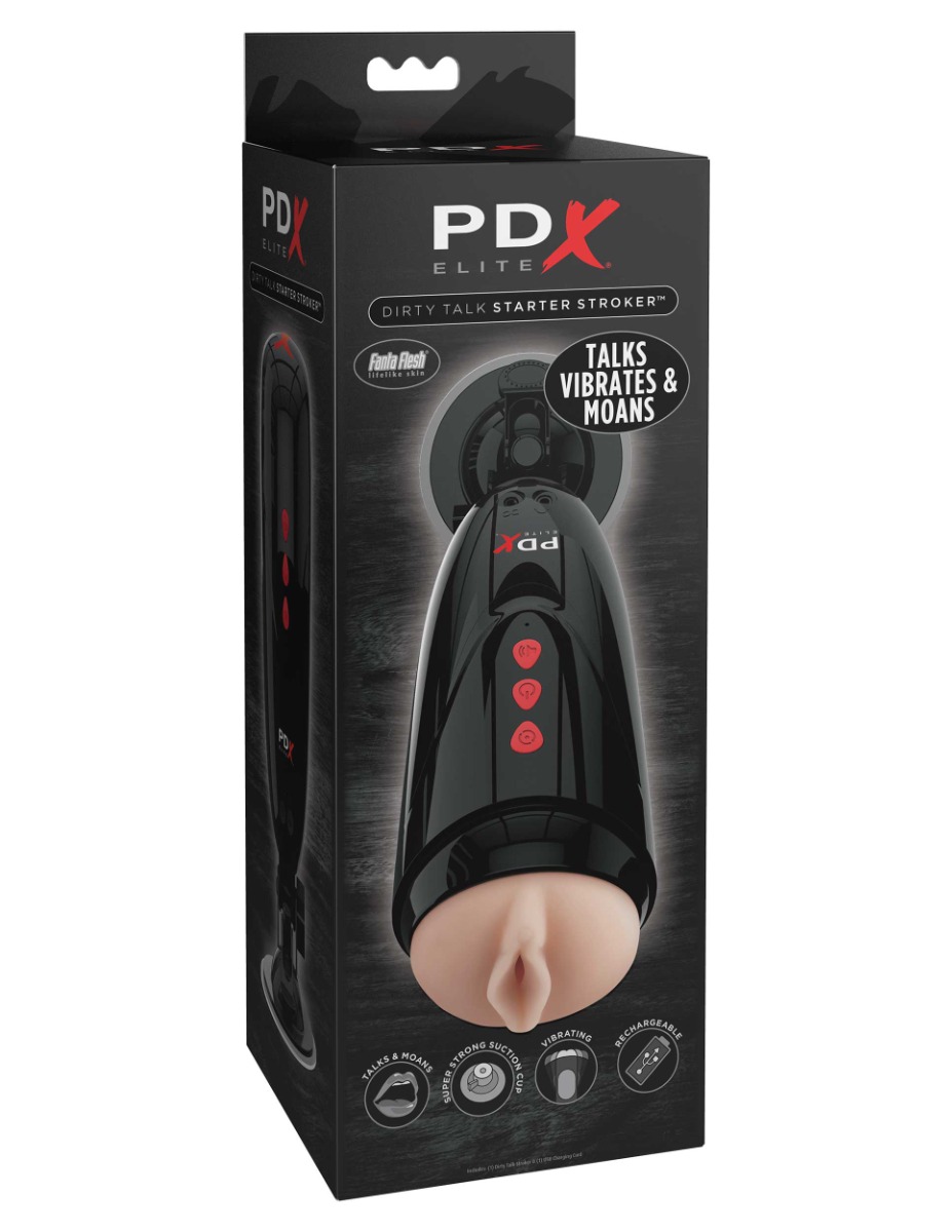 Adult Product 18+ - Pipedream - PDX Elite - Dirty Talk Starter Stroker - Light/Black - Pipedream - PDX Elite - KS Store