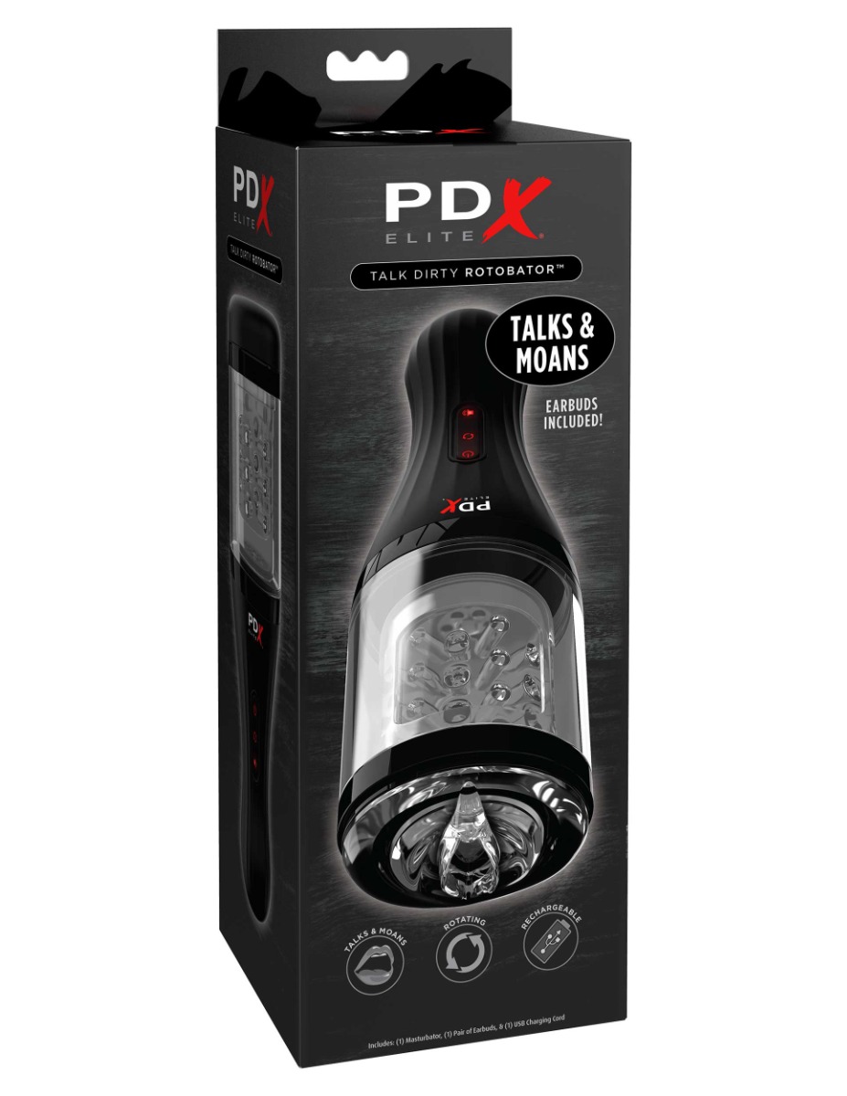 Adult Product 18+ - Pipedream - PDX Elite - Talk Dirty Rotobator - Clear/Black - Pipedream - PDX Elite - KS Store