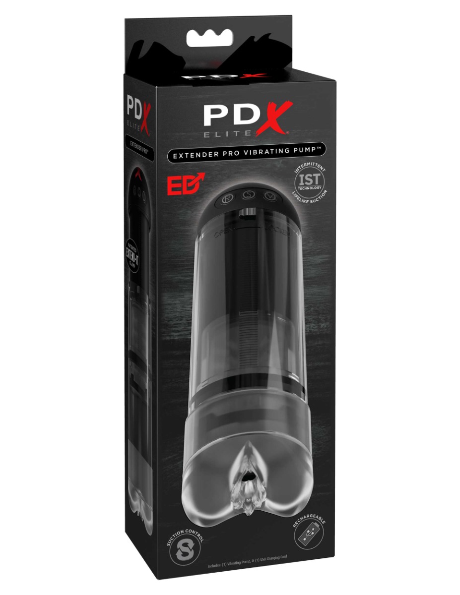 Adult Product 18+ - Pipedream - PDX Elite - Extender Pro Vibrating Pump - Clear/Black - Pipedream - PDX Elite - KS Store