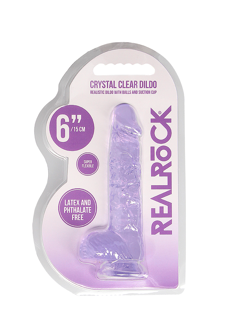 Adult Product 18+ - Real Rock Crystal Clear 6" Realistic Dildo With Balls (Purple) - Real Rock - Real Rock - KS Store