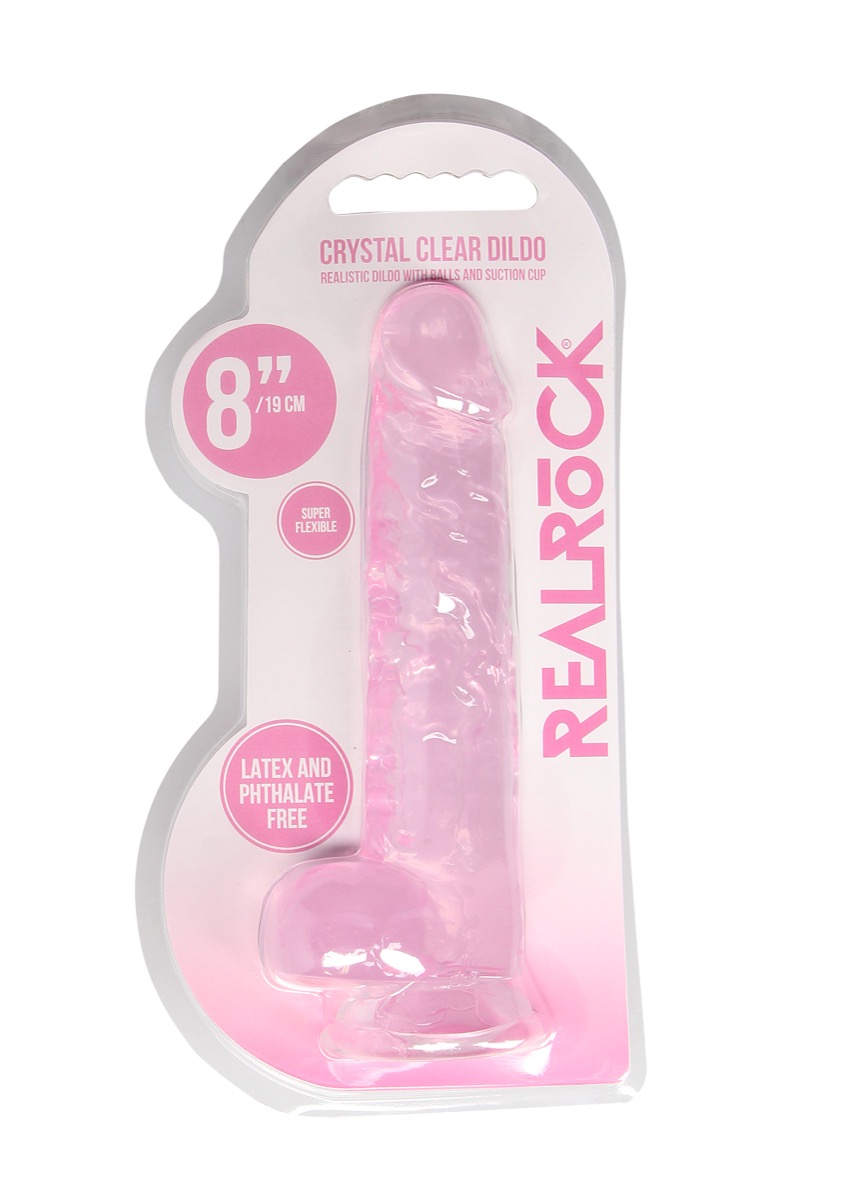Adult Product 18+ - Real Rock Crystal Clear 8" Realistic Dildo With Balls (Pink) - Real Rock - Real Rock - KS Store