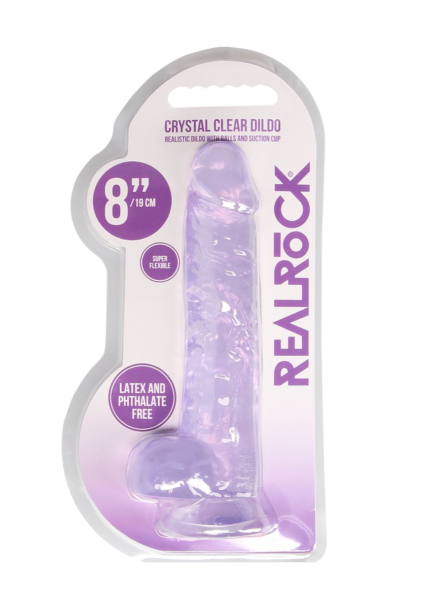 Adult Product 18+ - Real Rock Crystal Clear 8" Realistic Dildo With Balls (Purple) - Real Rock - Real Rock - KS Store