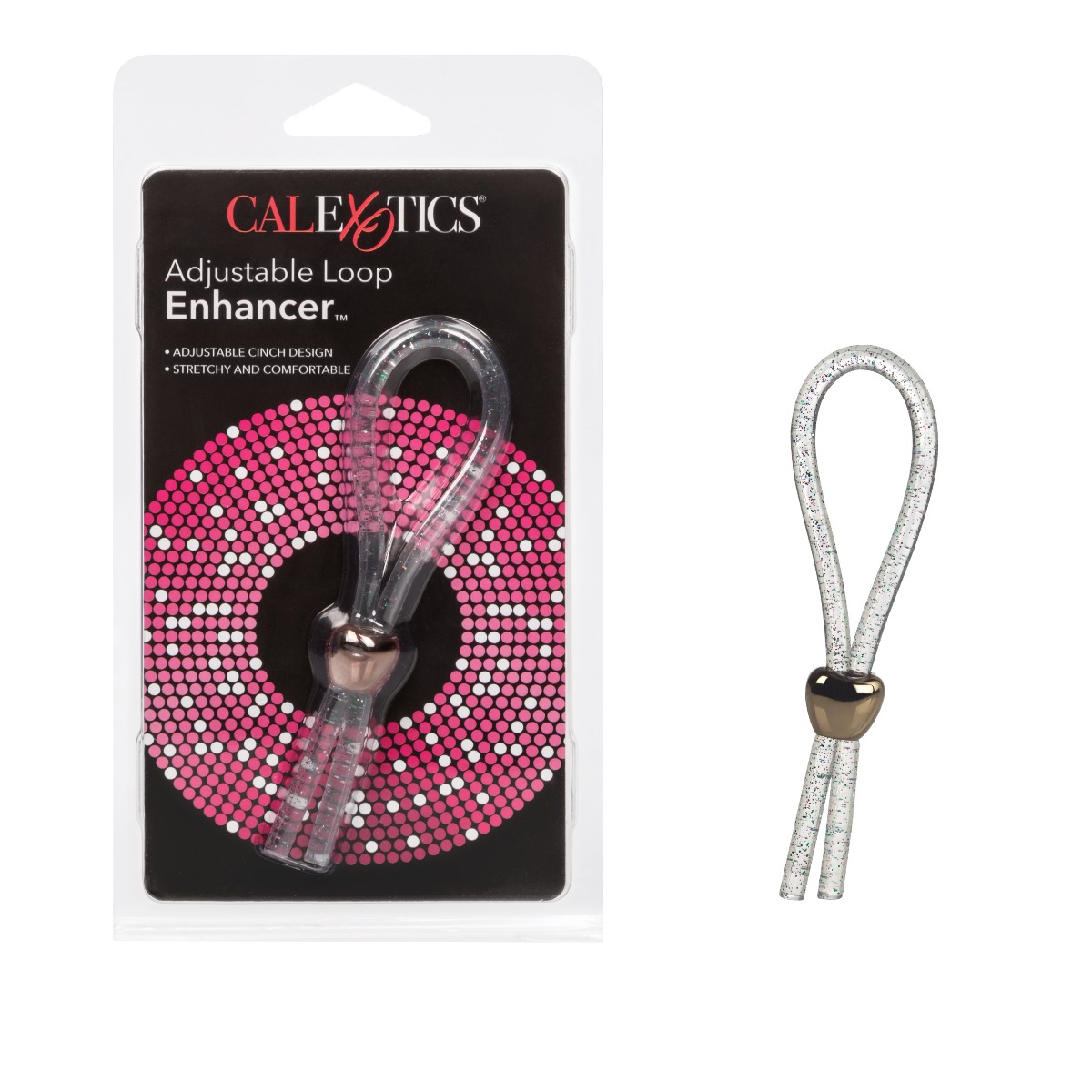 Adult Product 18+ - Adjustable Loop Enhancer - Clear Glitter - California Exotics - Cock Rings - KS Store