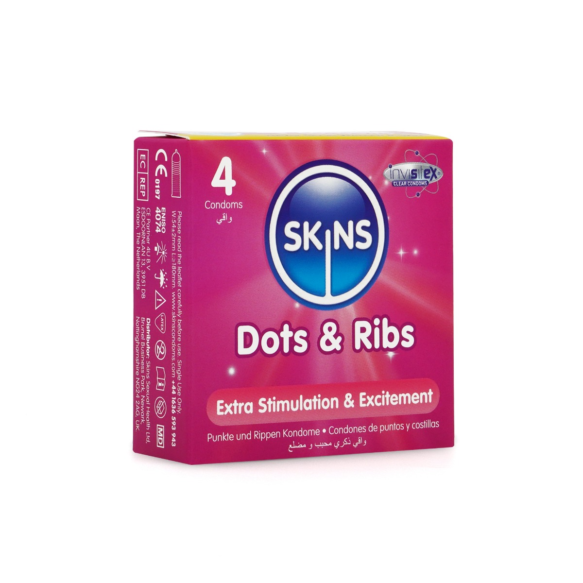 Adult Product 18+ - Skins Condoms Dots & Ribs 4 Pack - Skins - Skins Condoms - KS Store