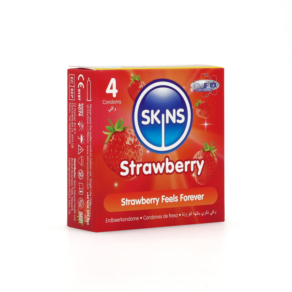 Adult Product 18+ - Skins Condoms Strawberry 4 Pack - Skins - Skins Condoms - KS Store