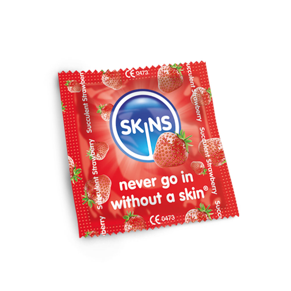 Adult Product 18+ - Skins Condoms Strawberry Flavour FOIL. (BAG 500) - Skins - Skins Condoms - KS Store