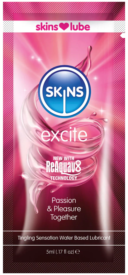 Adult Product 18+ - Skins Excite Tingling Water Based Lubricant - 5ml Foil - Skins - Skins Sexual Health - KS Store