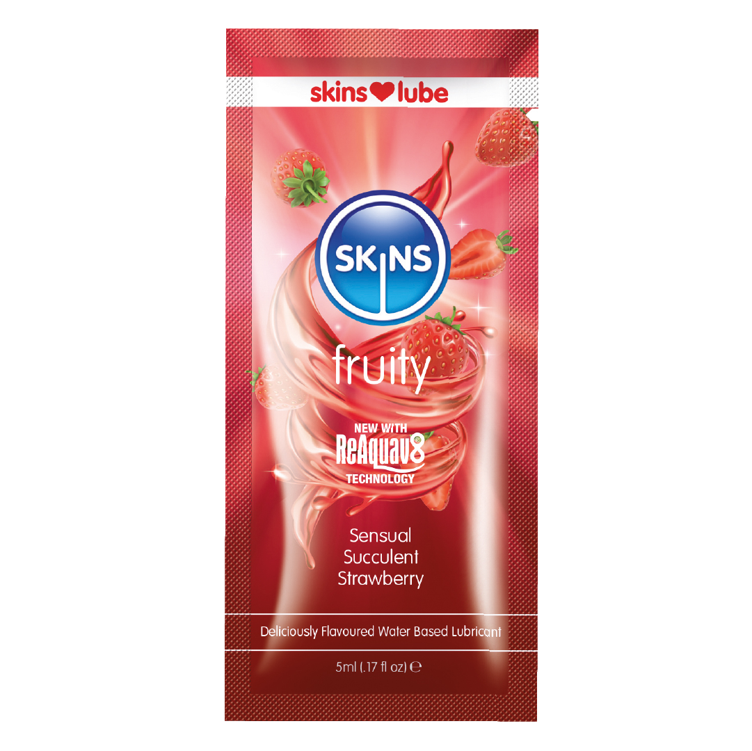 Adult Product 18+ - Skins Strawberry Water Based Lubricant - 5ml Foil - Skins - Skins Sexual Health - KS Store