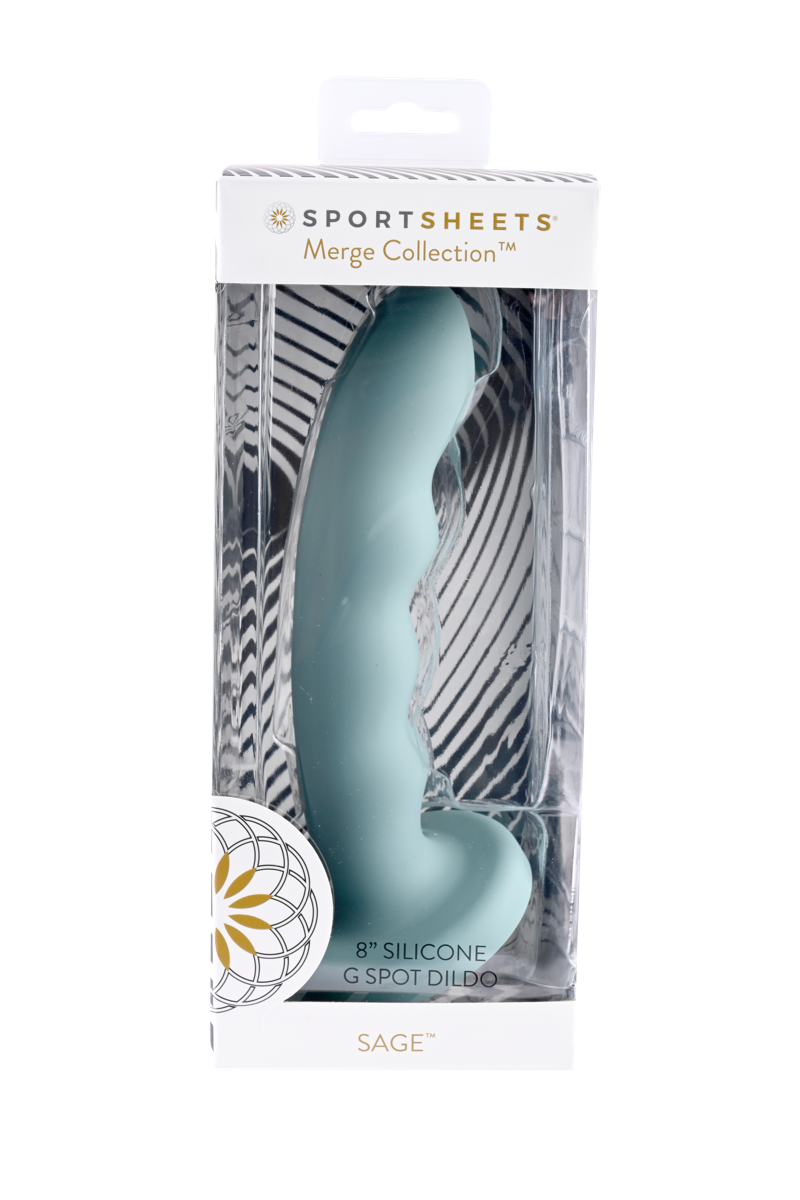 Adult Product 18+ - Sportsheets Merge Collection - Sage - 8" Solid Silicone G-Spot Dildo - Sportsheets - Sportsheets - KS Store