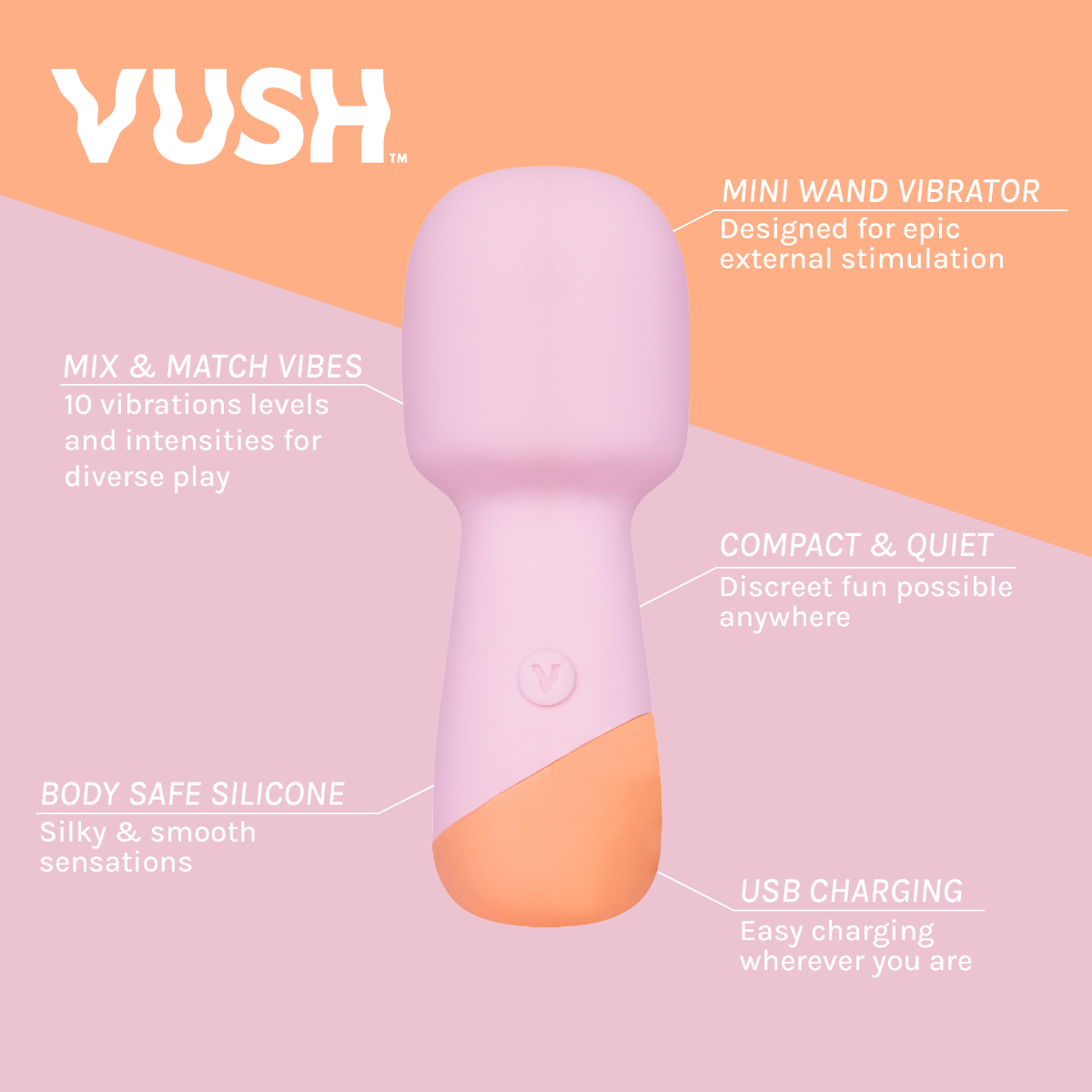 Adult Product 18+ - Vush - Peachy Mini Wand Massager - Vush - Vush - KS Store