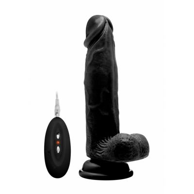 Real Rock - Vibrating Cock & Balls 8 inches - Black
