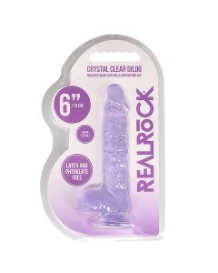 Real Rock Crystal Clear 6" Realistic Dildo With Balls (Purple)