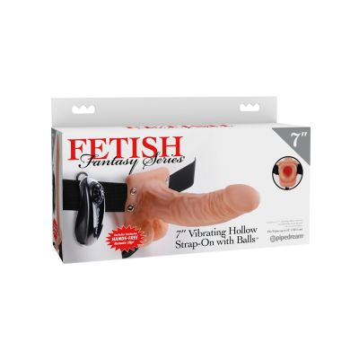 Pipedream - Fetish Fantasy Series - 7" Vibrating Hollow Strap-On with Balls  - Light/Black