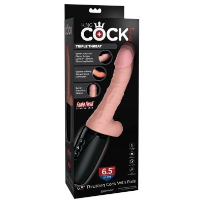 Pipedream - King Cock Plus - 6.5" Thrusting Cock with Balls - Triple Threat - Light