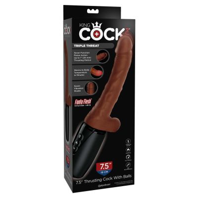 Pipedream - King Cock Plus - 7.5" Thrusting Cock with Balls - Brown