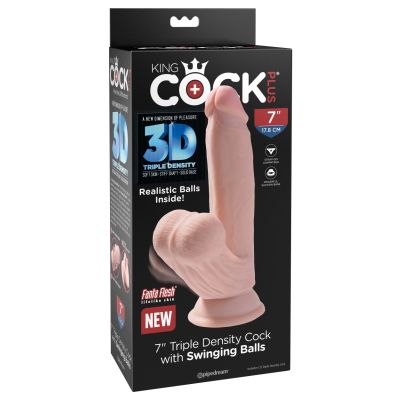 Pipedream - King Cock Plus - 7" Triple Density Cock With Swinging Balls - Light