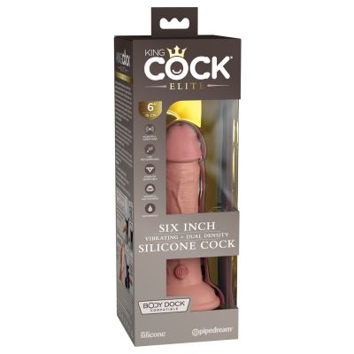 Pipedream - King Cock Elite - 6" Dual Density Vibrating Silicone Cock  - Light