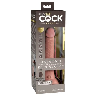Pipedream - King Cock Elite - 7" Dual Density Vibrating Silicone Cock with Remote  - Light