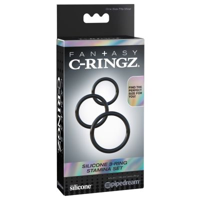 Pipedream - Fantasy C-Ringz  - Silicone 3-Ring Stamina Set - Black